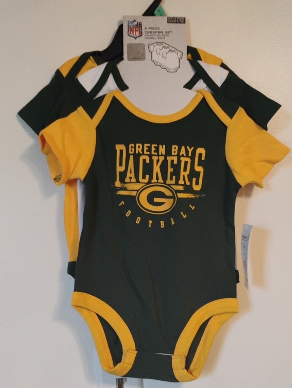 Green Bay Packers 3-Piece Baby Creeper Set – 6-9 Months – NWT